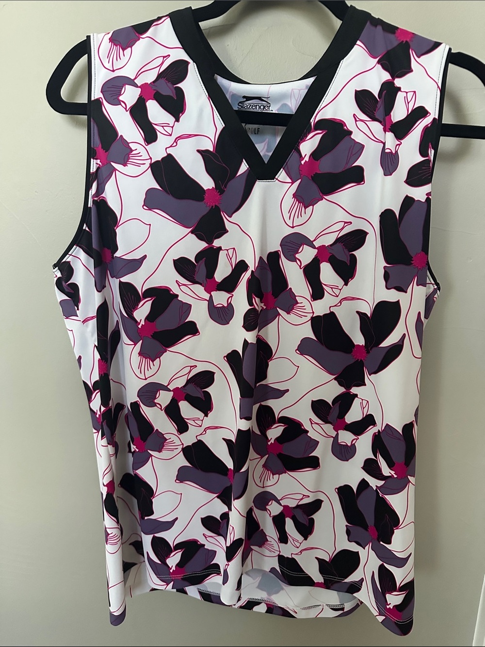 Slazenger Women's White Floral Sleeveless Golf Top - Pink & Purple